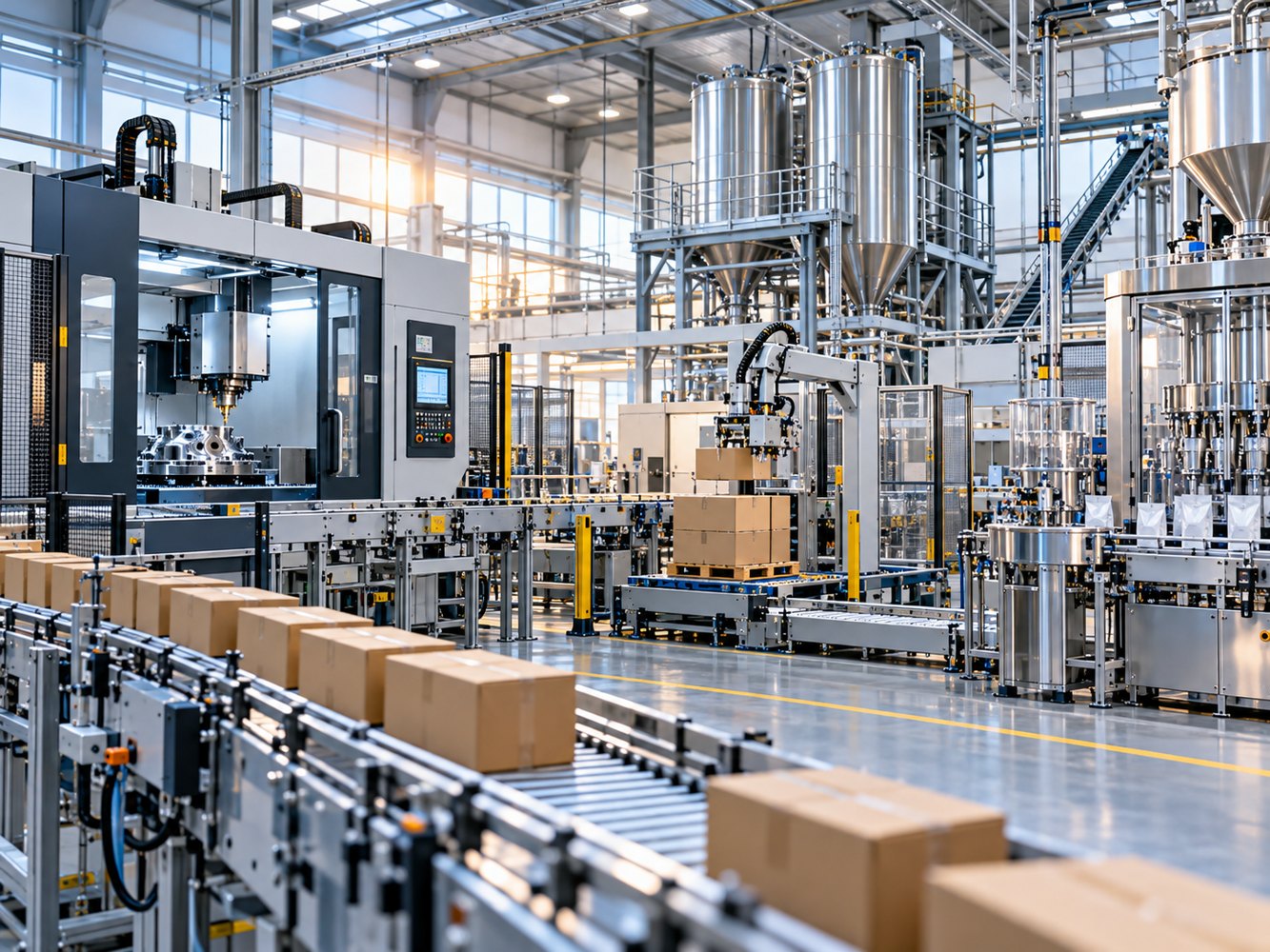 Illustrative industrial production equipment in a factory